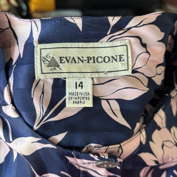 Vintage 90's Evan Picone  Navy Blue and Pink Floral skirt Set - Large - Picture 6 of 11